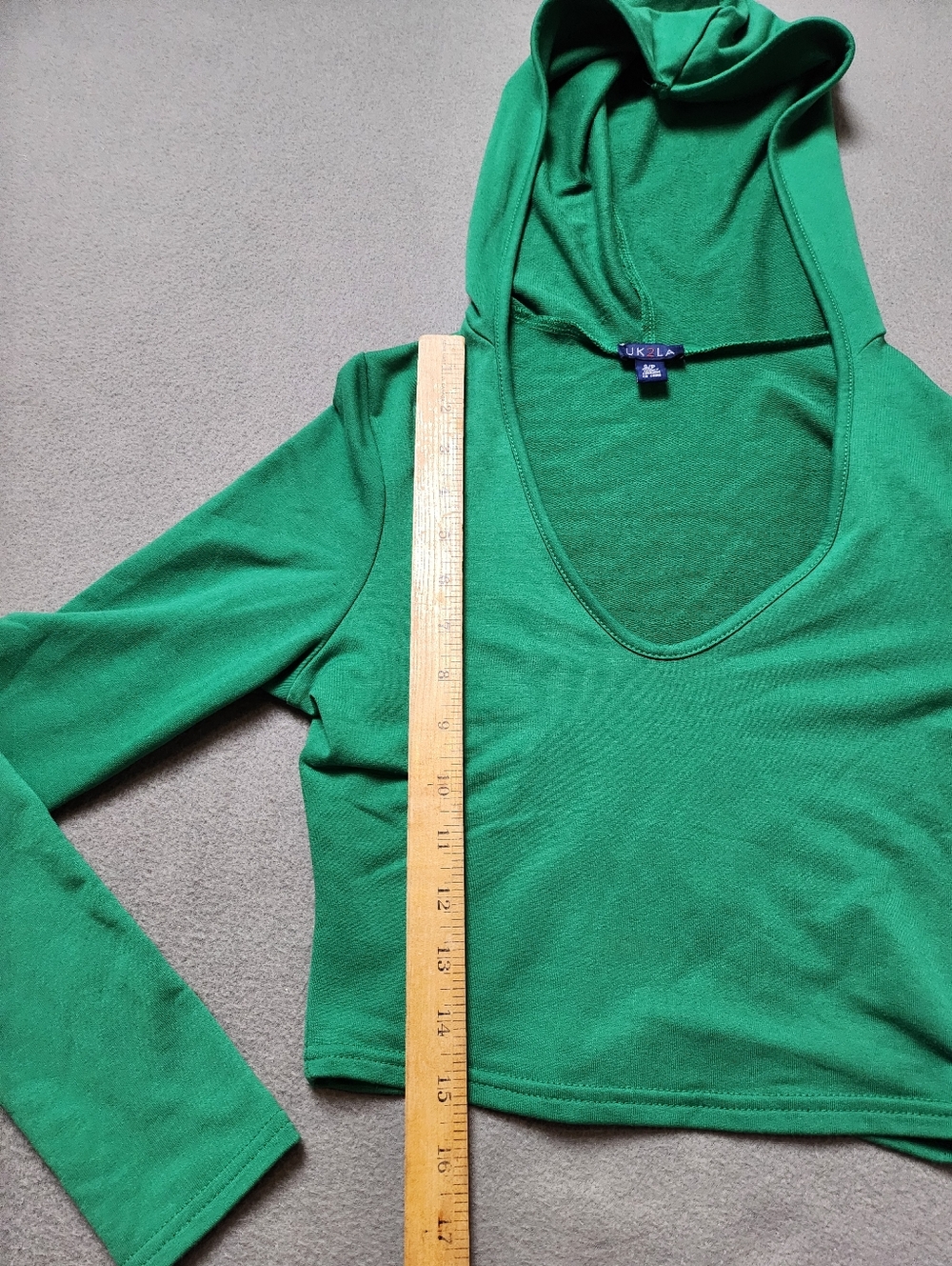 UK2LA Green Cropped Hoodie Top Sz Small - Picture 8 of 8